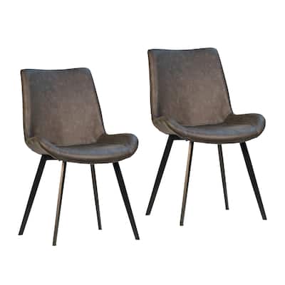 Brooklyn PU Leather Upholstered Dining Chair, Brown (Set of 2)