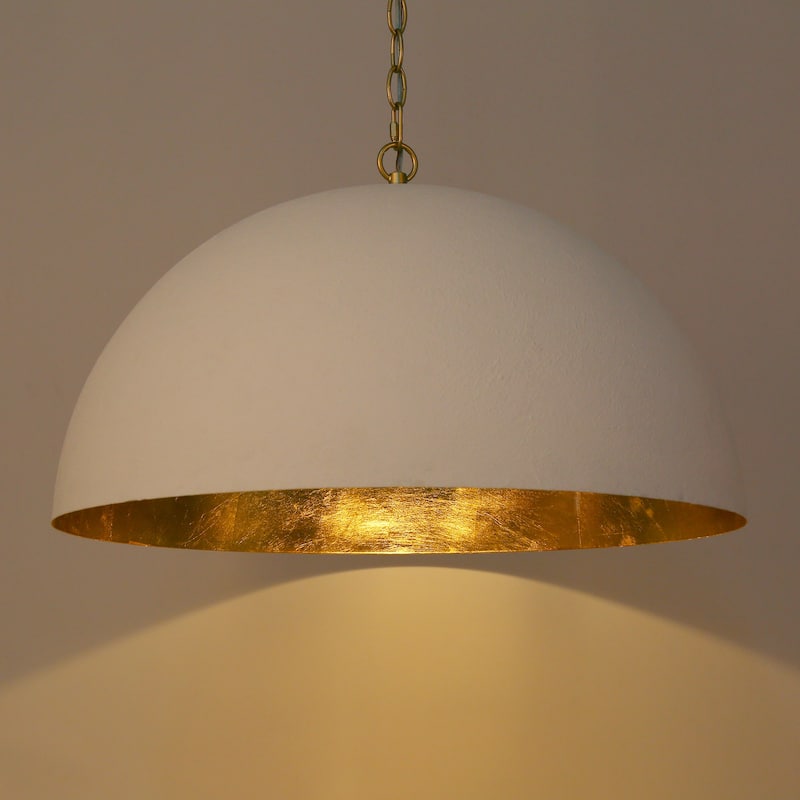 Modern Classic 1-Light Large Pendant White Gold Fixture for Kitchen Dining Room - 23.6 " × 11.8 "