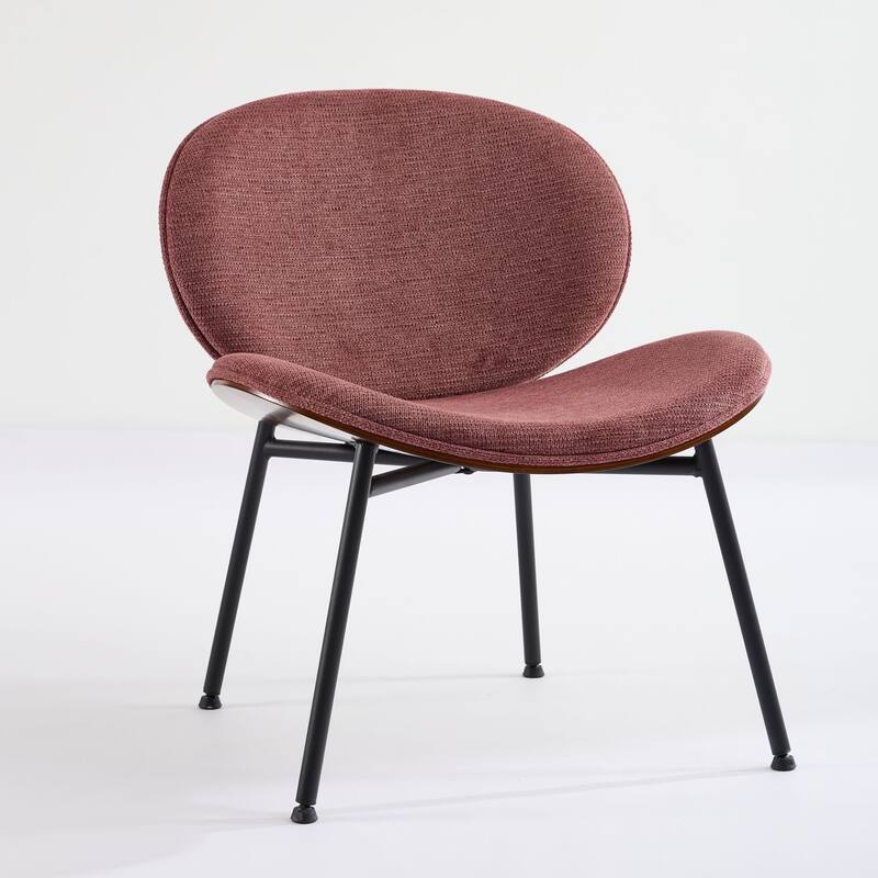 Roomfitters Mid-Century Modern Shell Chair, PU Leather Accent Lounge Chair with Walnut Wood Finish and Metal Legs