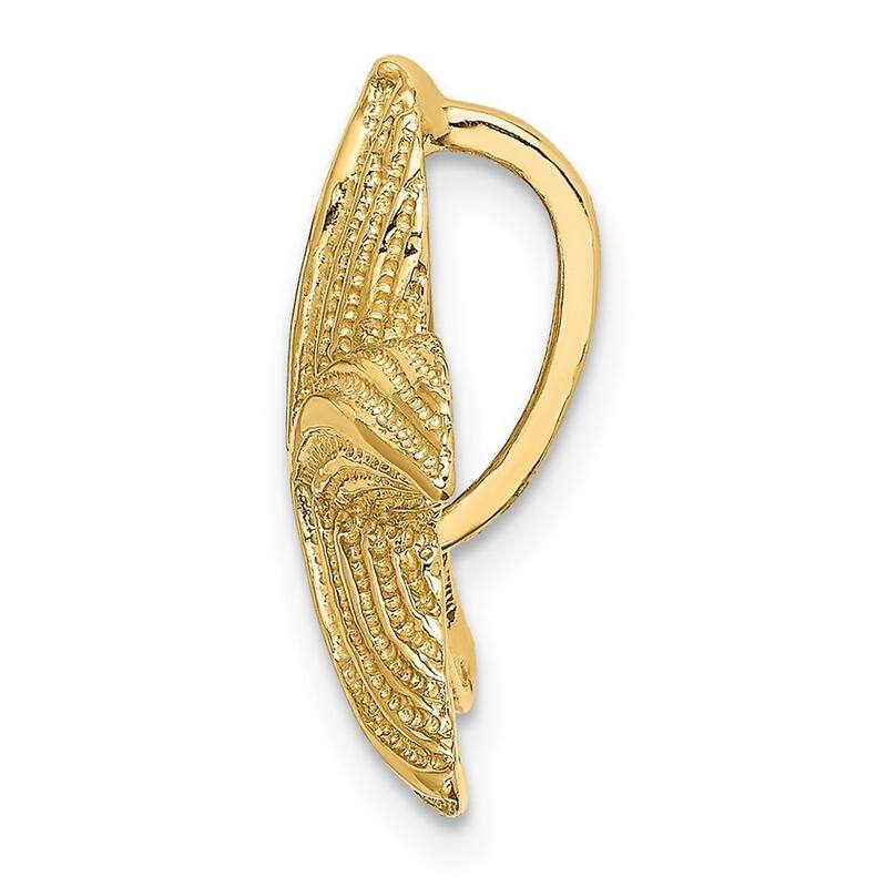 Curata 14k Yellow Gold Sea shell Nautical Starfish Slide Pendant Necklace (19mm x 20mm)