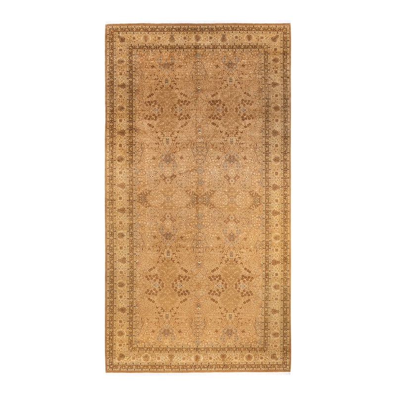 Overton Hand Knotted Wool Vintage Inspired Traditional Mogul Yellow Area Rug - 12 x 15+