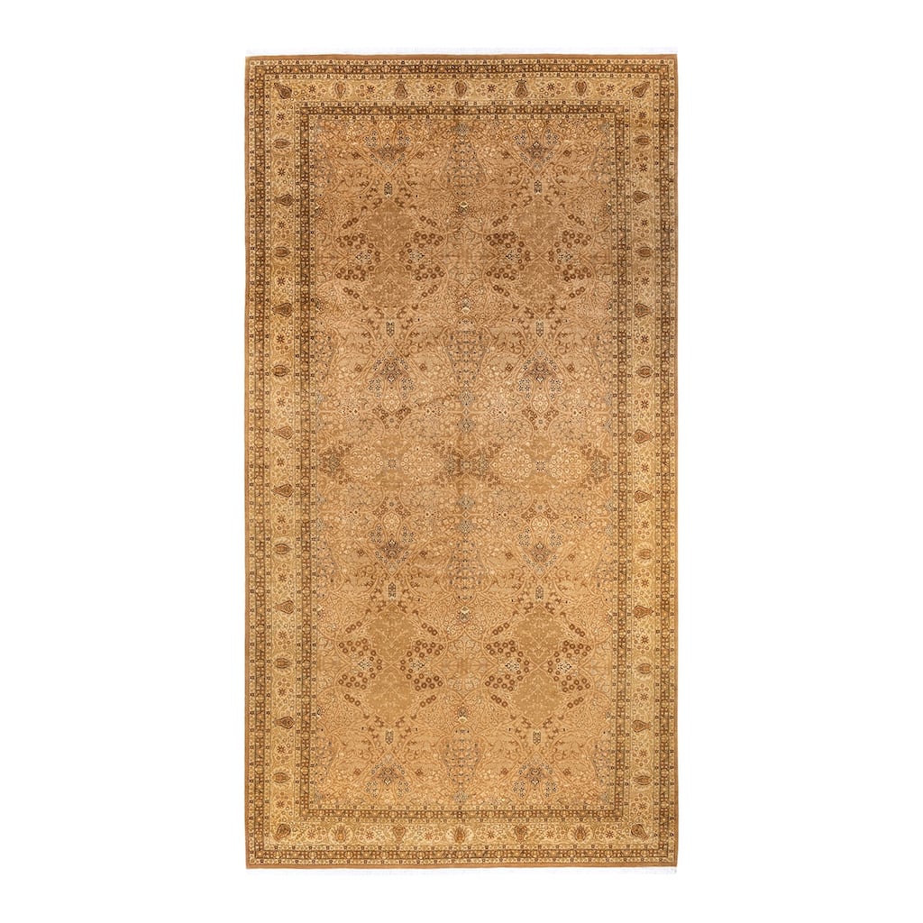 Overton Hand Knotted Wool Vintage Inspired Traditional Mogul Yellow Area Rug - 12 x 15+