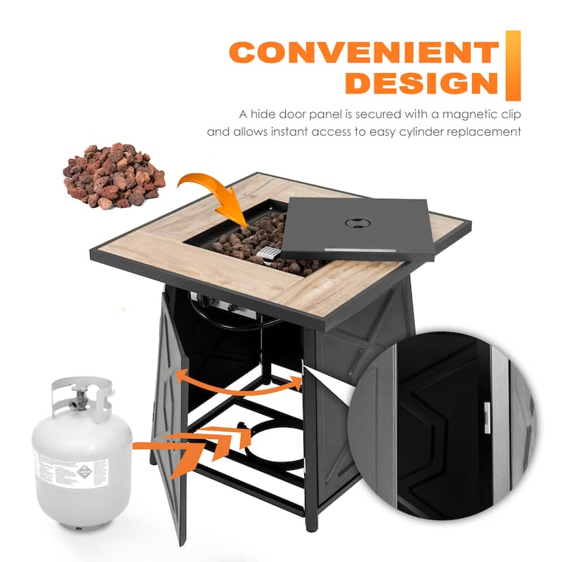 Outdoor 28 Inch 50,000 BTU Propane Gas Fire Pit Table with Cover - 28 inches