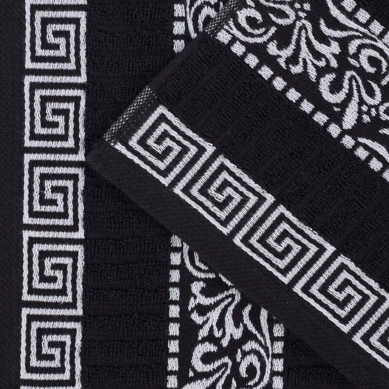 Superior Athens Cotton Floral Border Greek Key 6-Piece Towel Set