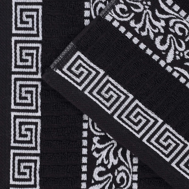 Superior Athens Cotton Floral Border Greek Key 8-Piece Towel Set