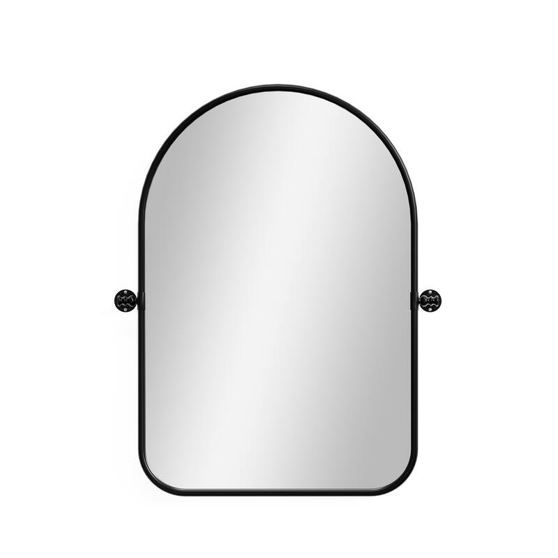 HomeRoots 32" Black Arch Metal Swivel Framed Accent Mirror - 23.00 in. x 32.00 in. x 1.56 in.