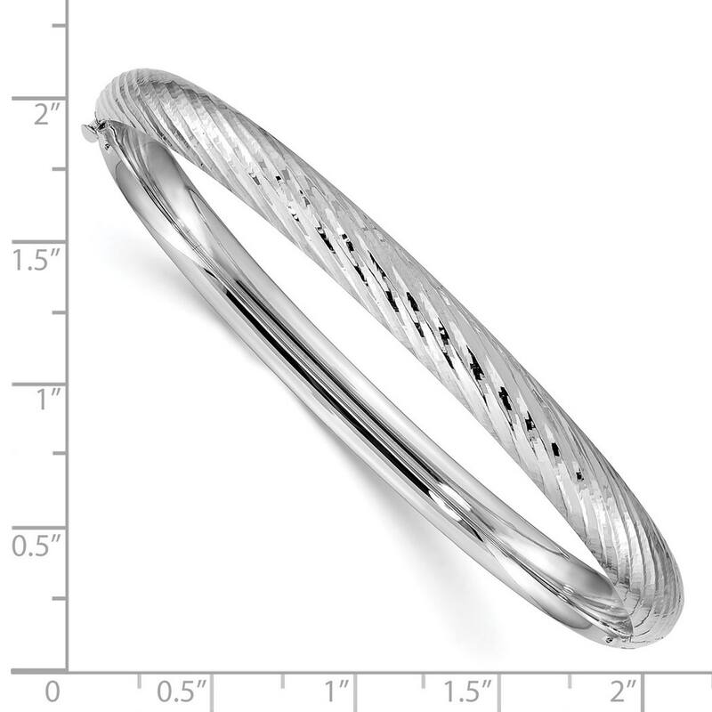 Curata 14k White Gold 4/16 Textured Cuff Stackable Bangle Bracelet
