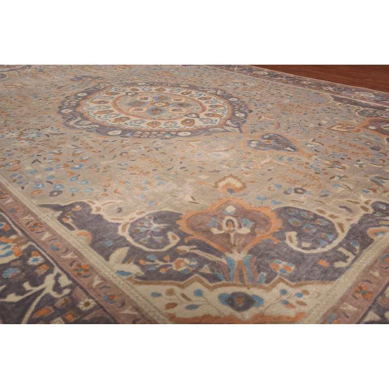 Medallion Tabriz Persian Vintage Area Rug Hand-Knotted Wool Carpet - 9'6" x 12'8"