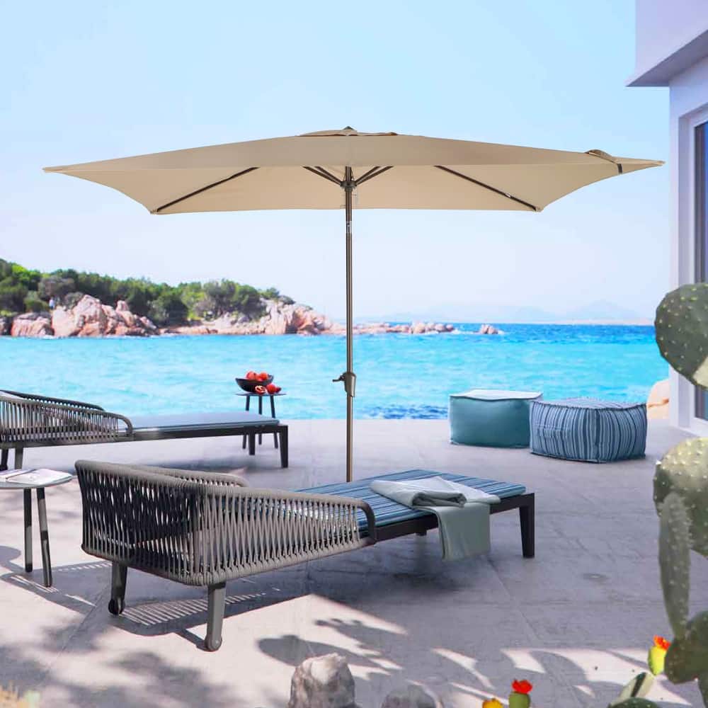 10' x 6.5' Patio Rectangular Market Umbrella with Crank and Tilt