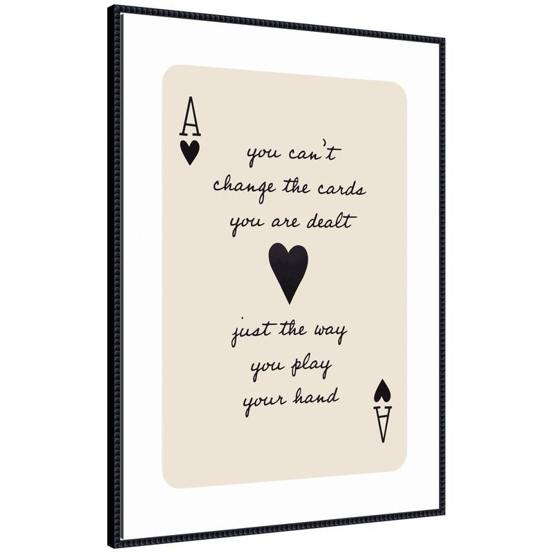 Kate and Laurel Ace of Heart Cards Positive Quote expansion by The Creative Bunch Studio Framed Canvas Wall Art Print - 28 x 38 - Black