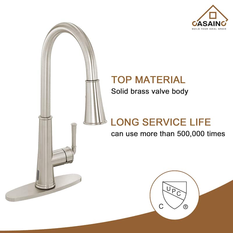 Undermount Nano Brushed Stainless Steel Workstation Kitchen Sink with Sensor-Activated Kitchen Faucet and Accessories