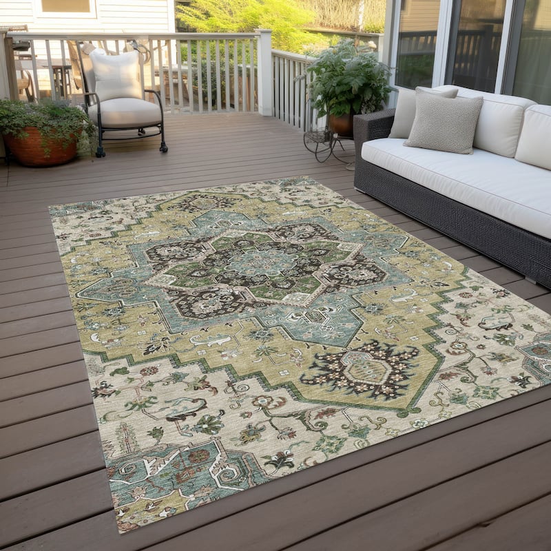 Machine Washable Indoor/ Outdoor Persian Traditional Chantille Rug