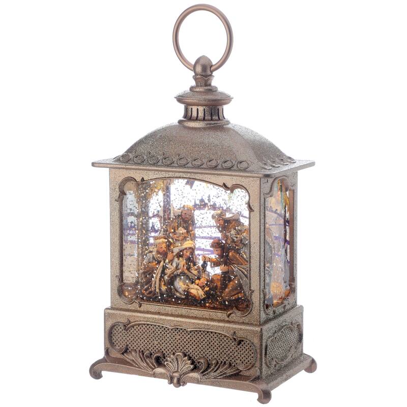 10" LED Nativity Square Water Globe Usb