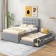 preview thumbnail 14 of 21, Modern and Timeless Twin Size Upholstered Platform Bed with Pull-out Twin Size Trundle and 3 Drawers