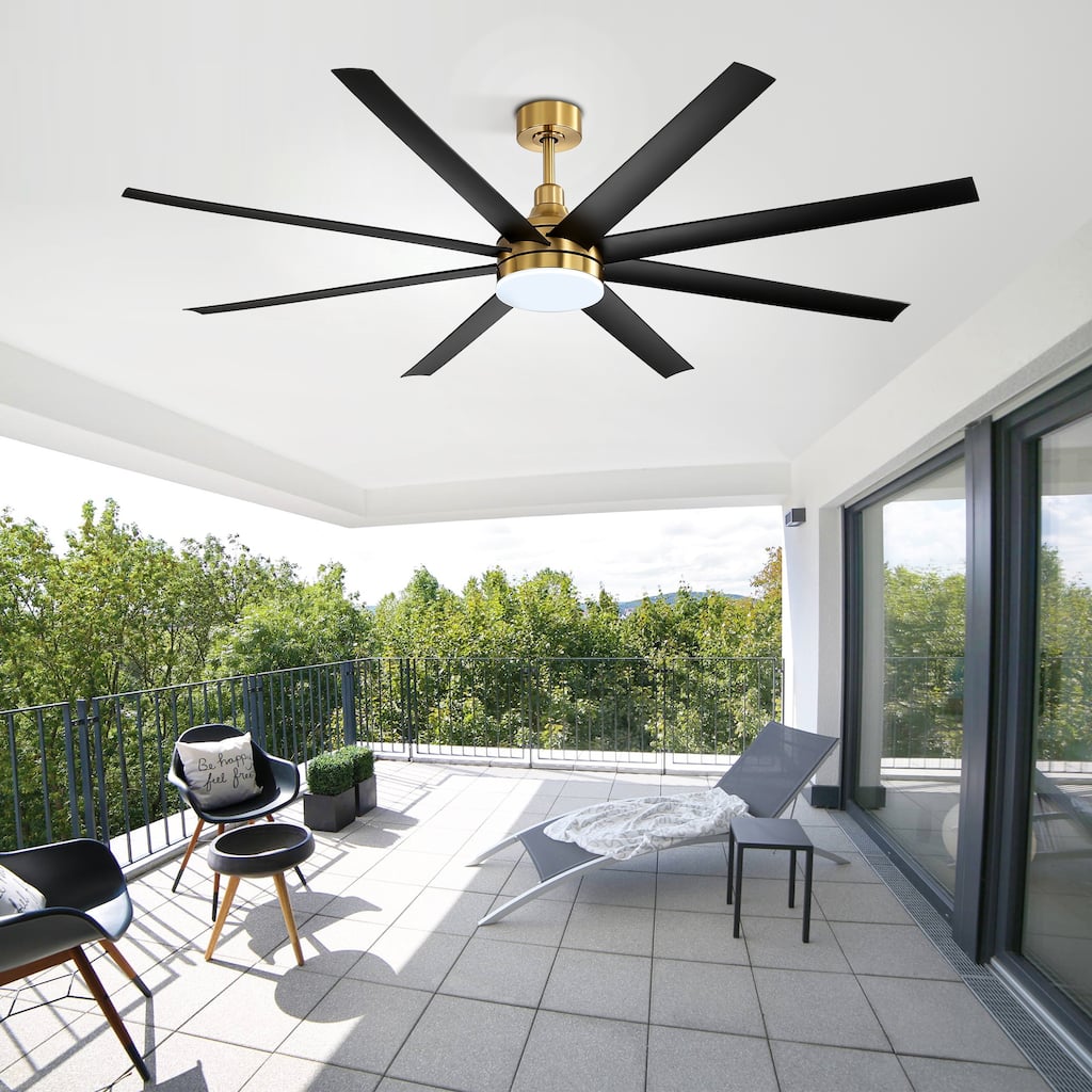 72 Inch Black and Gold Ceiling Fan with Light Remote(8-Blade)