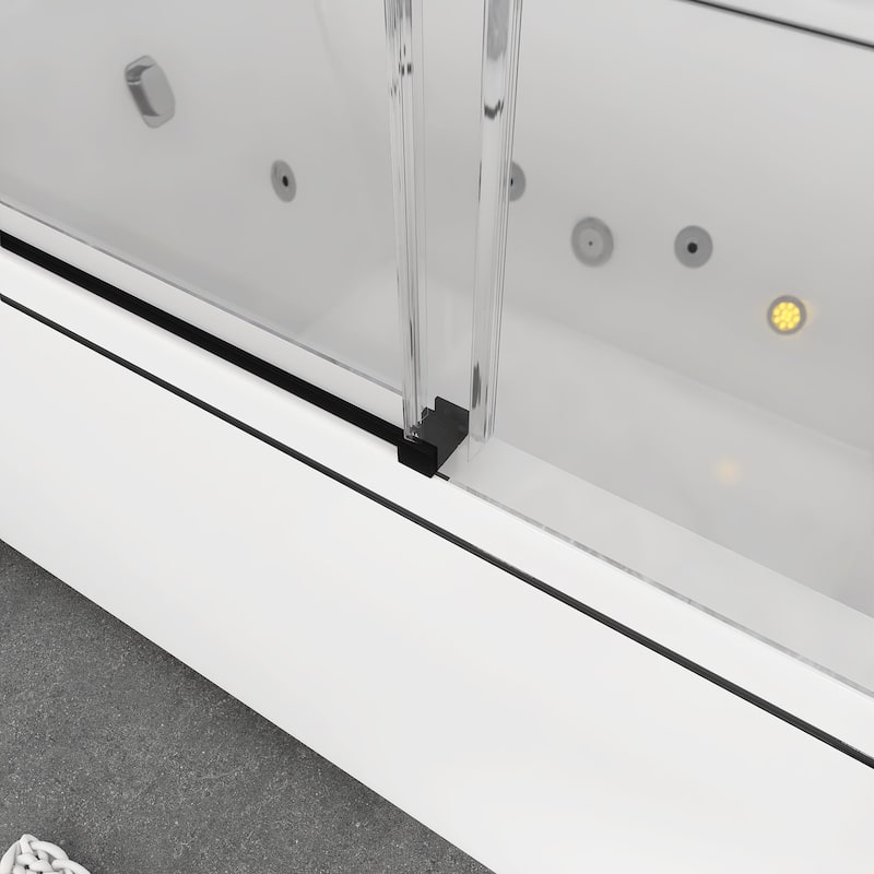 60 in. W x 58 in. H Single Sliding Tub Door with Clear Tempered Glass - 60" x 58"