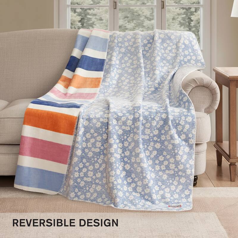Hunter Reversible Plaid Plush Throw Blankets
