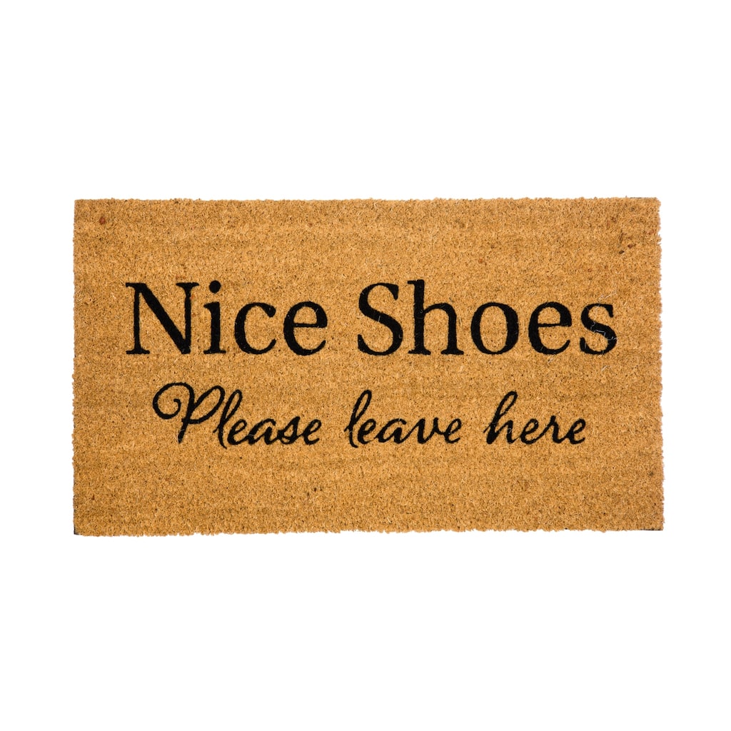 28" x 16" Natural Coir Door Mat, Nice Shoes - 28" x 16"