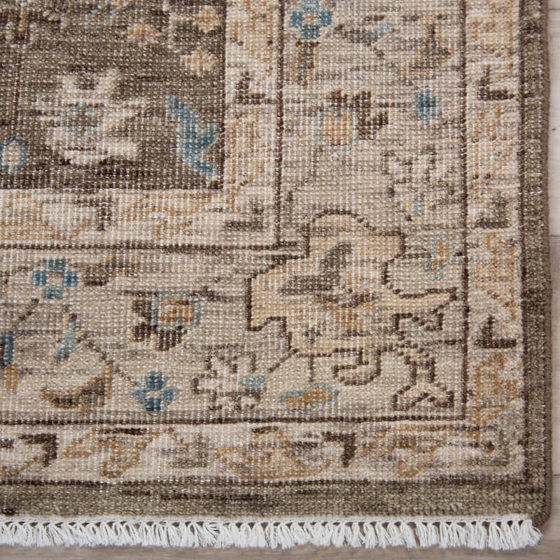 Alora Decor Traditional Hand-knotted Bordered Brown Rug