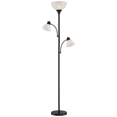 Modern Tree Torchiere Floor Lamp 71 1/2" Tall Black Side Lights - 10" x 72"