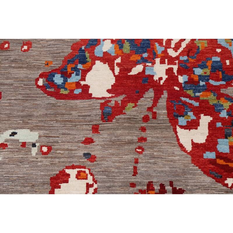 Vegetable Dye Contemporary Abstract Area Rug Hand-knotted Wool Carpet - 5'5" x 7'11"
