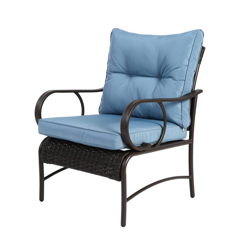 3-Piece Modern Rattan Patio Conversation Set with Coffee Table