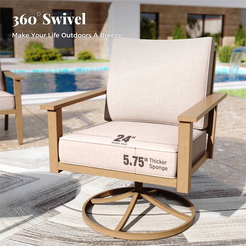 MAISON ARTS 5/7-Seat Outdoor Webbing Design Sofa Set, Patio Conversation Set with Round Coffee Table