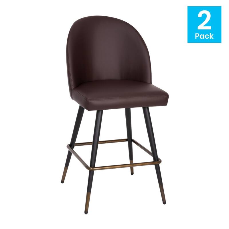 Set of 2 Upholstered Counter Stools with Steel Frames