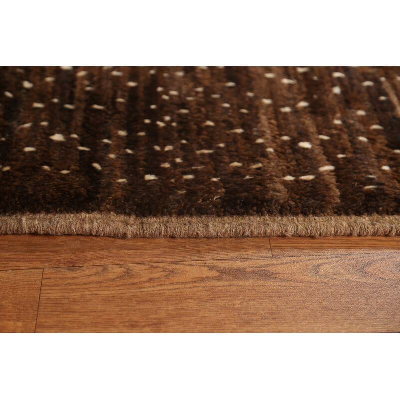 Brown Tribal Moroccan Oriental Area Rug Hand-knotted Wool Carpet - 5'11" x 9'0"