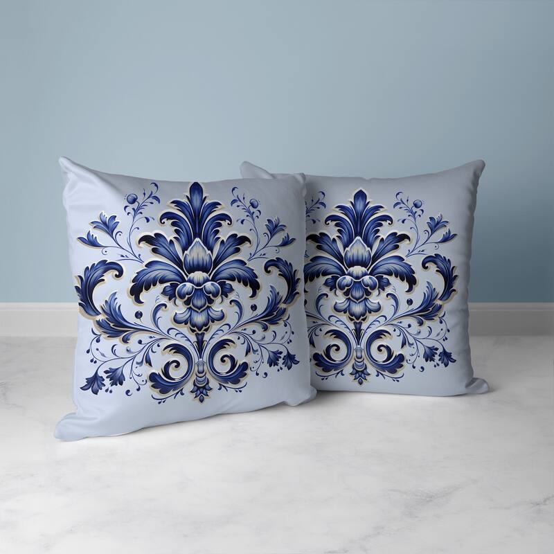 Vintage Veil Faux Suede Reversible Throw Pillow Blue and Beige