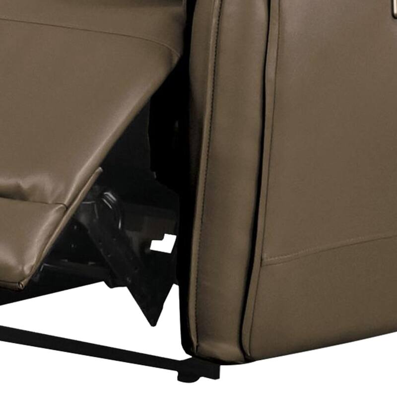 Sily Power Reclining Loveseat, Light Brown Faux Leather, 57 Inch, USB