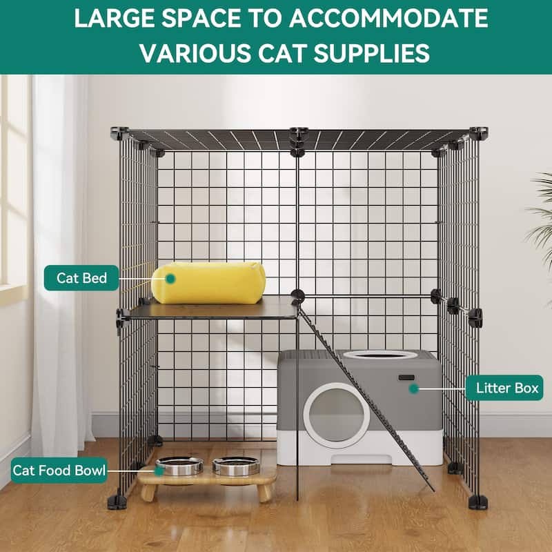 Moasis Reinforced 2-layer Metal Pet Cage with Doors, Ladder