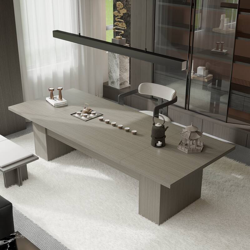 118.1" Large Conference Table, Modern Executive Office Desk with Heavy Duty Wood Base, Seats 8–10 Dining Table