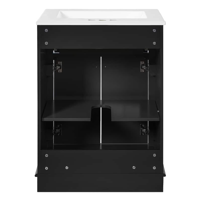 24" Freestanding Bathroom Vanity with White Integrated Ceramic Sink - 24'' x 18.5'' x 33''