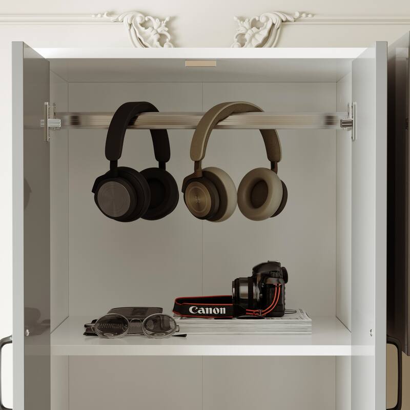 Wall Entertainment Center with Storage Cabinets, TV Stand & Optional 30" Electric Fireplace