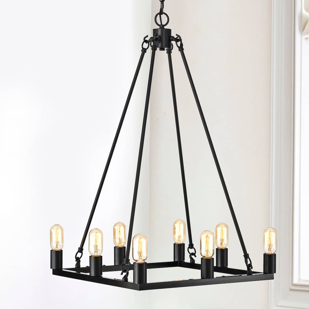 Vince Matte Black 8-Light Square Chandelier