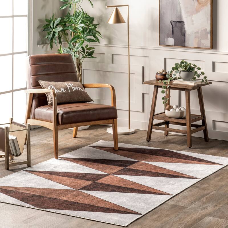 Nuloom Isolde SpinClean Diamond Machine Washable Area Rug - 8' x 10' - Brown - Rectangle