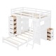 preview thumbnail 9 of 18, Elegant & Practical Twin over Twin Bunk Bed with Drawers, Shelves and Desk, LED Light and USB Ports, Maximum storage, White
