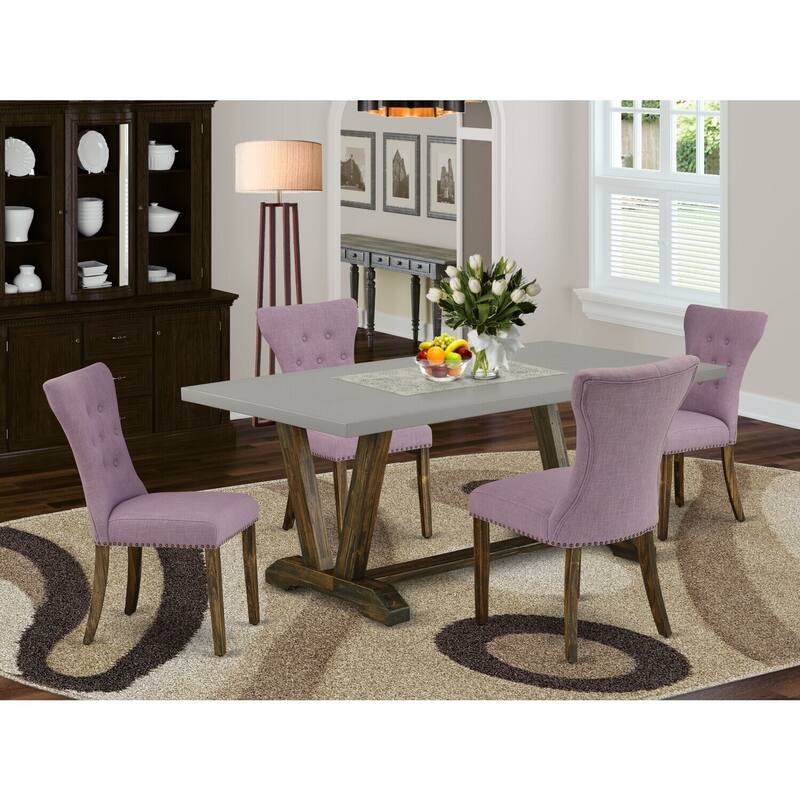Modern 5-Piece Dining Set - Rectangular Table & 4 Upholstered Dining Chairs - 72