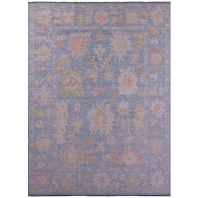 Golden Nile Blue Turkish Oushak Hand Knotted Wool Rug - 10' 0" X 13' 9"
