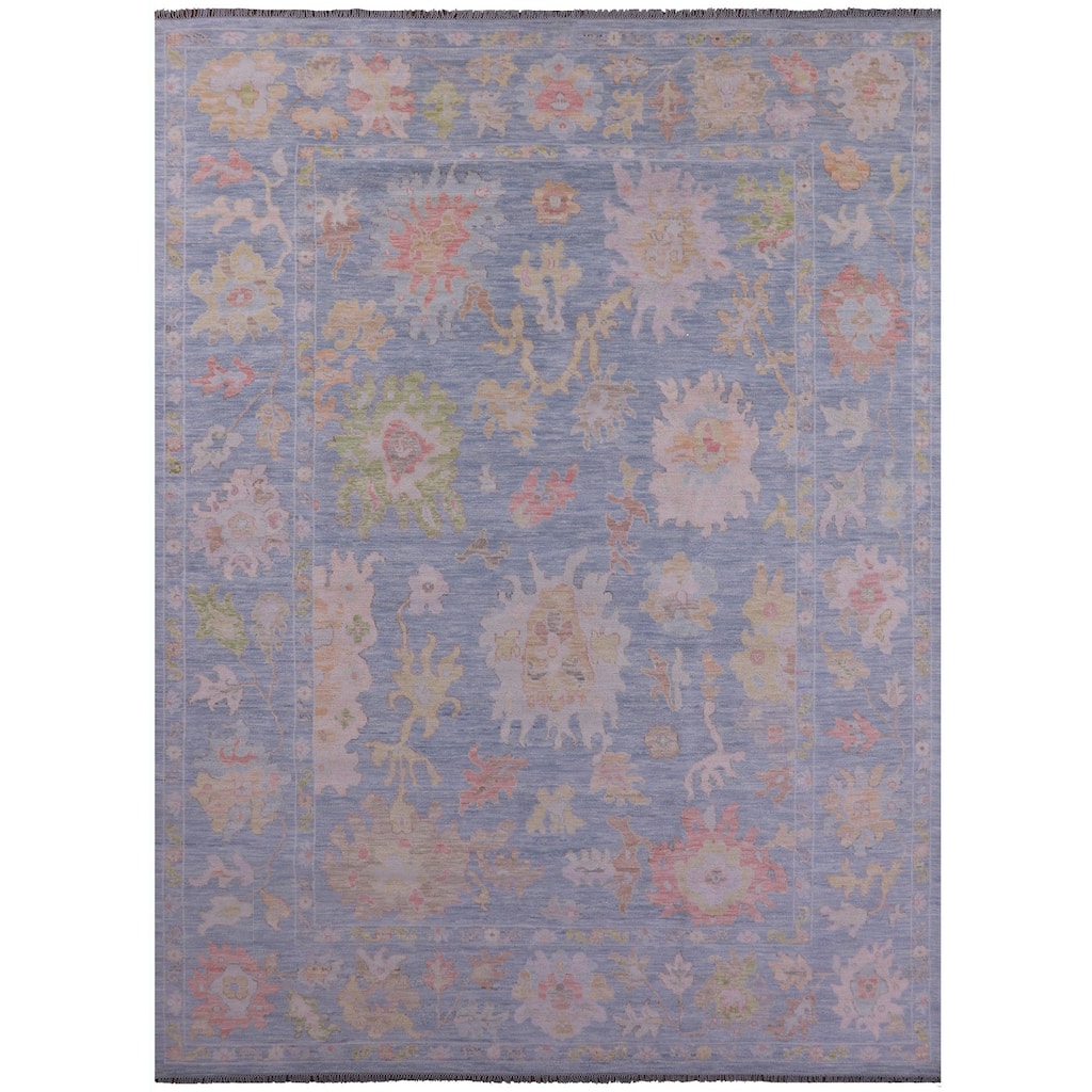 Golden Nile Blue Turkish Oushak Hand Knotted Wool Rug - 10' 0" X 13' 9"