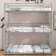 preview thumbnail 4 of 8, Full Size Steel Triple Bunk Bed with Full-Length Guardrails and Two Ladders, Convertible Design