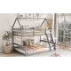 preview thumbnail 24 of 33, House Shape Twin over Full Wood Bunk Bed with Slide and Ladder, White