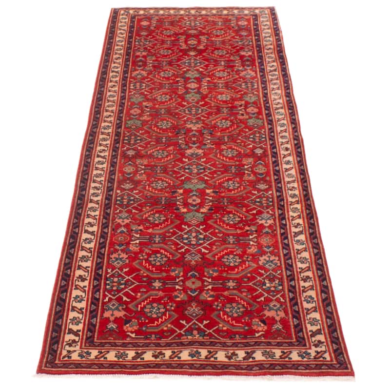 ECARPETGALLERY Hand-knotted Andelz Red Wool Rug - 3'6 x 10'2