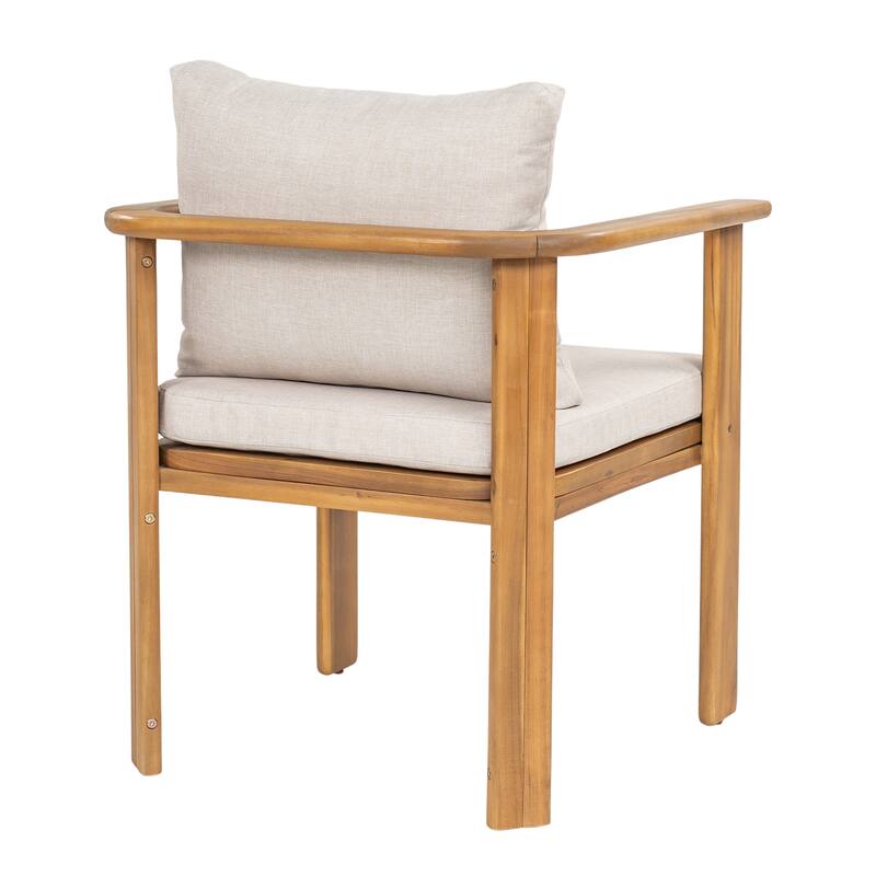 Scott Living Kaja Outdoor Solid Acacia Wood Dining Chair with Cushioned Seating (Set of 2)