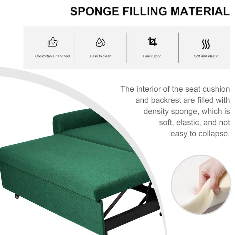 GDFStudio - Burlap 61" Convertible Sofa Bed with Storage Bag