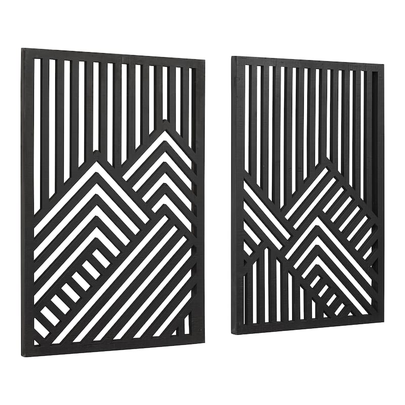 Kate and Laurel Montour Wall Art Plaque Set - 2 Piece - Wood - Black