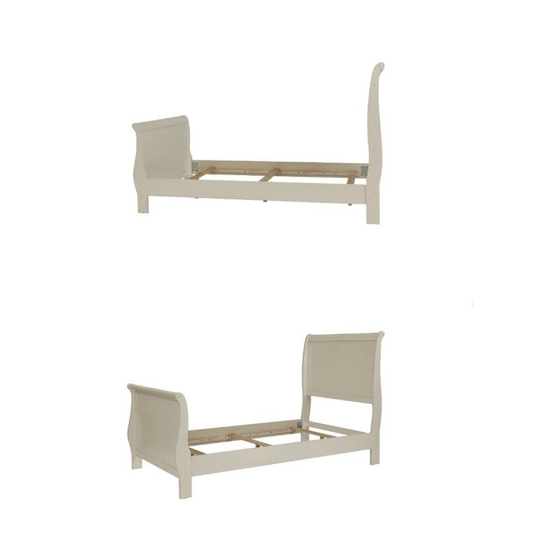 Modern 1pc Queen Size Bed Bedroom Furniture Sleigh Design Headboard Footboard Plywood 1pc Bedframe White Color