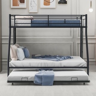 Sturdy and long-lasting Metal Bunk Bed with Multiple Choices, Two-side Ladders, Black