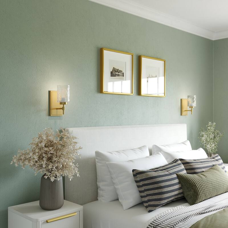 Acroma Single Light Wall Sconce with Water Ripple Glass Shade